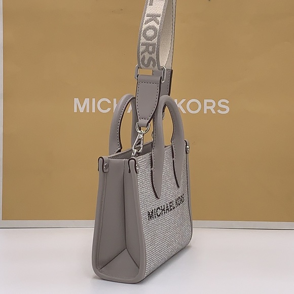 MICHAEL KORS MIRELLA XSMALL SHOPPER CROSSBODY PEARL GREY COLOR - Picture 8 of 16